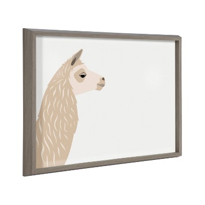 18" x 24" Blake Llama Larry Framed Printed Glass Dry Erase Board by Rocket Jack Gray - Kate & Laurel All Things Decor