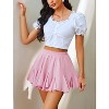 Women's Pleated Skater Skirt - High Waist Flared Mini with Ruffles for Casual Wear Pink - 4 of 4