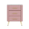 PAGED Upholstered Night Stand Modern Wooden Nightstand with 3 Storage Drawers and Marble Stickers Tabletop for Bedroom - 4 of 4