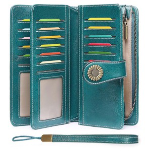 Women’s Wallet Leather Wristlet – RFID Blocking Large Capacity Credit Card Holder with Zipper Pocket, Multiple Compartments & Phone Slot - 1 of 4