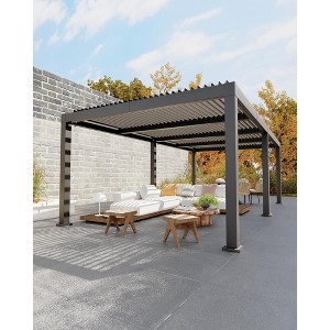 All-Aluminum Louvered Pergola 12"x 24", Outdoor Pergola with Adjustable Louvered Roof, Reinforced Aluminum Frame,  Hardtop Gazebo - 1 of 4