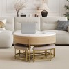Okak Round 2-Tier Lift-Top CoffeeTable with Storage & 3 Ottoman, Mid Century Center Tables for Living Room Small Space - 4 of 4