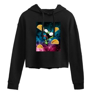 Women's - Invader ZIM - GIR loves Tacos in Space Cropped Graphic Hoodie - 1 of 3