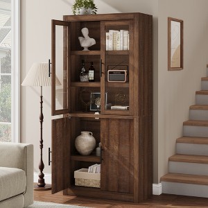 Garvee Tall Storage Cabinet, Farmhouse Large Wood Bookcase, Kitchen Pantry, Bathroom Cabinet with Doors for Dining, Office, Living Room, 70.4" - 1 of 4