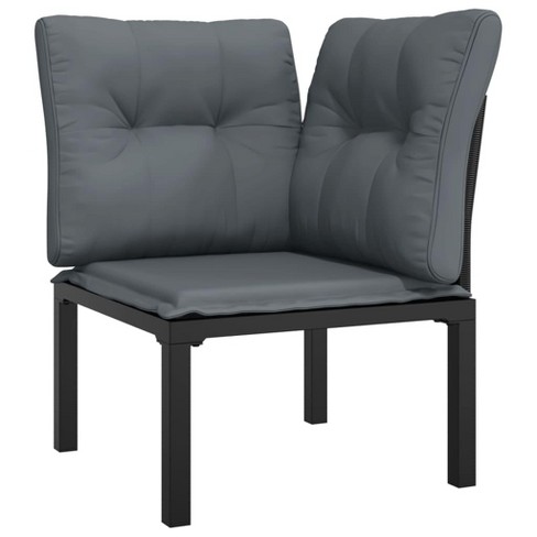 vidaXL Patio Corner Chair with Cushions, Black and Gray, Poly Rattan - image 1 of 4