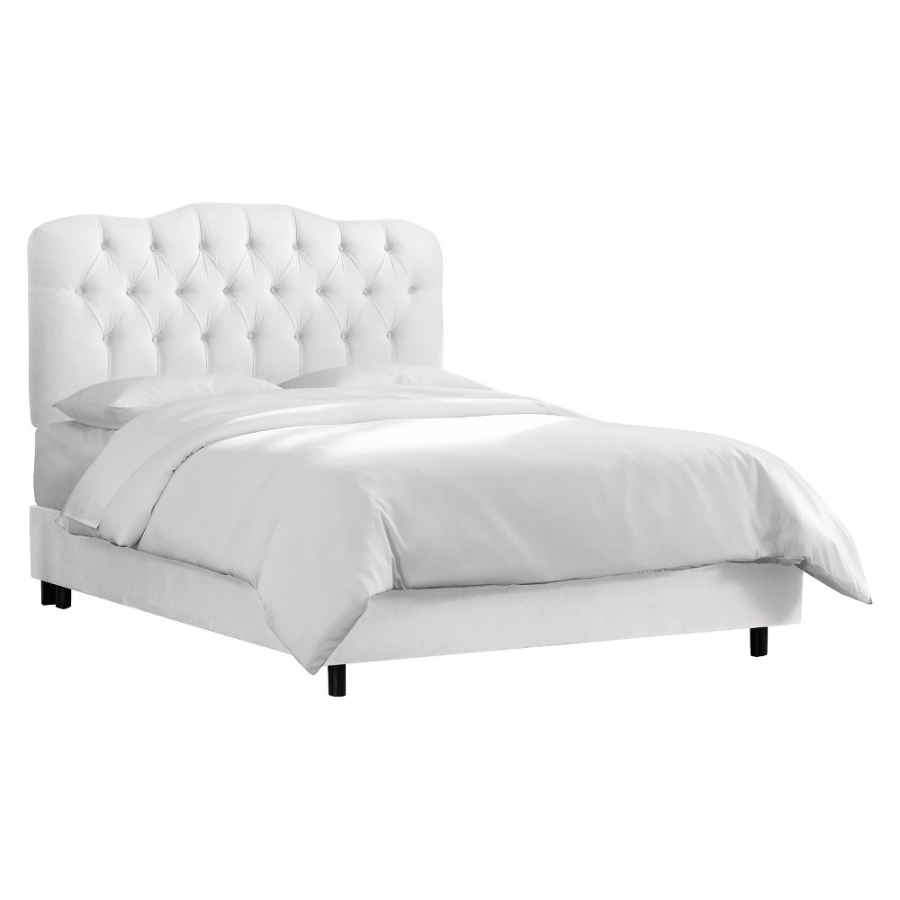 Photos - Bed Skyline Furniture Full Seville Microsuede Upholstered  Premier White