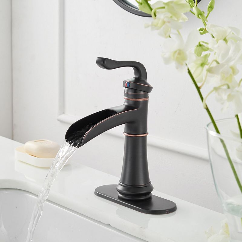 BWE Waterfall Single Hole Single-Handle Bathroom Faucet With Pop-up Drain in Oil Rubbed Bronze, 2 of 7