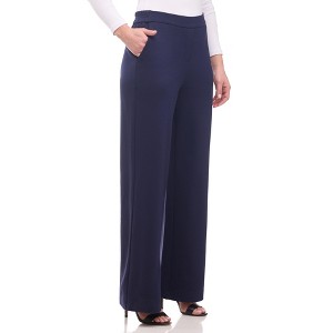Rekkuna Women's High-Rise Pull-On Palazzo Pants – Stretchy Wide Leg Pants with Front Slant Pockets and Flat Waistband - 1 of 3