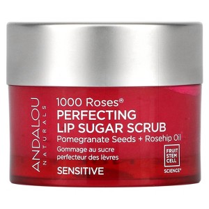 Andalou Naturals 1000 Roses, Perfecting Lip Sugar Scrub, Sensitive, 0.5 oz (14.2 g) - 1 of 3