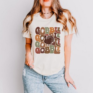 Simply Sage Market Women's Gobble Turkey Short Sleeve Graphic Tee - 1 of 4