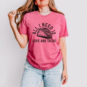 Simply Sage Market Valentine Taco Short Sleeve Tee - S - Raspberry - 1 of 4
