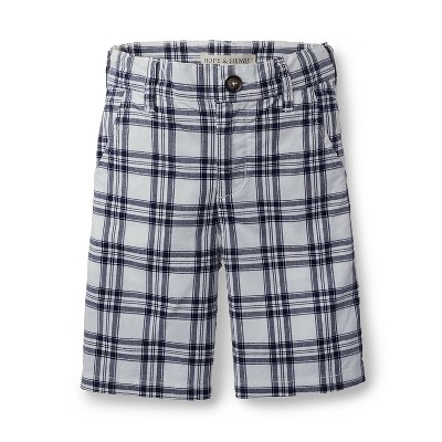 Jacquis Baby Boys White Shorts with Checkered Hem 