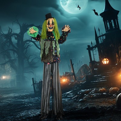 Whisen Battery-Operated Halloween Pumpkin Ghost, Sound-Activated Scary Voice & LED Eyes