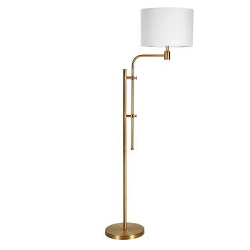 Hampton & Thyme Height-Adjustable Drum Floor Lamp with Fabric Shade