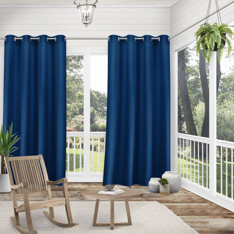 Set of 2 Delano Indoor/Outdoor Heavy Textured Grommet Top Light Filtering Window Curtain Panels - Exclusive Home, 3 of 8
