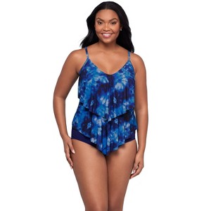 Trimshaper Women's Ronnie Two Tier Ruffle Tankini Swimsuit Top - 1 of 3