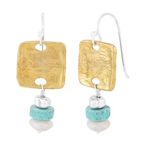Silpada 'Morning Breeze' Sterling Silver and Brass Mixed Stones Drop Earrings - 1 of 4