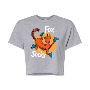 Women's - Dr. Seuss - Fox In Socks Jumping Cropped Graphic T-Shirt - 1 of 4
