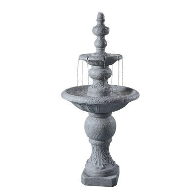 52.56" Icy Stone 2-Tiered Focal Point Outdoor Waterfall Fountain - Gray - Teamson Home