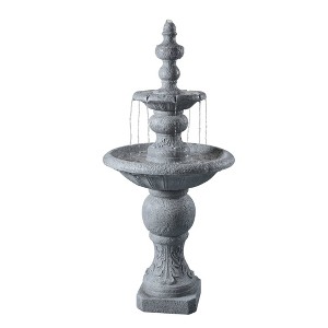 52.56" Icy Stone 2-Tiered Focal Point Outdoor Waterfall Fountain - Gray - Teamson Home - 1 of 4