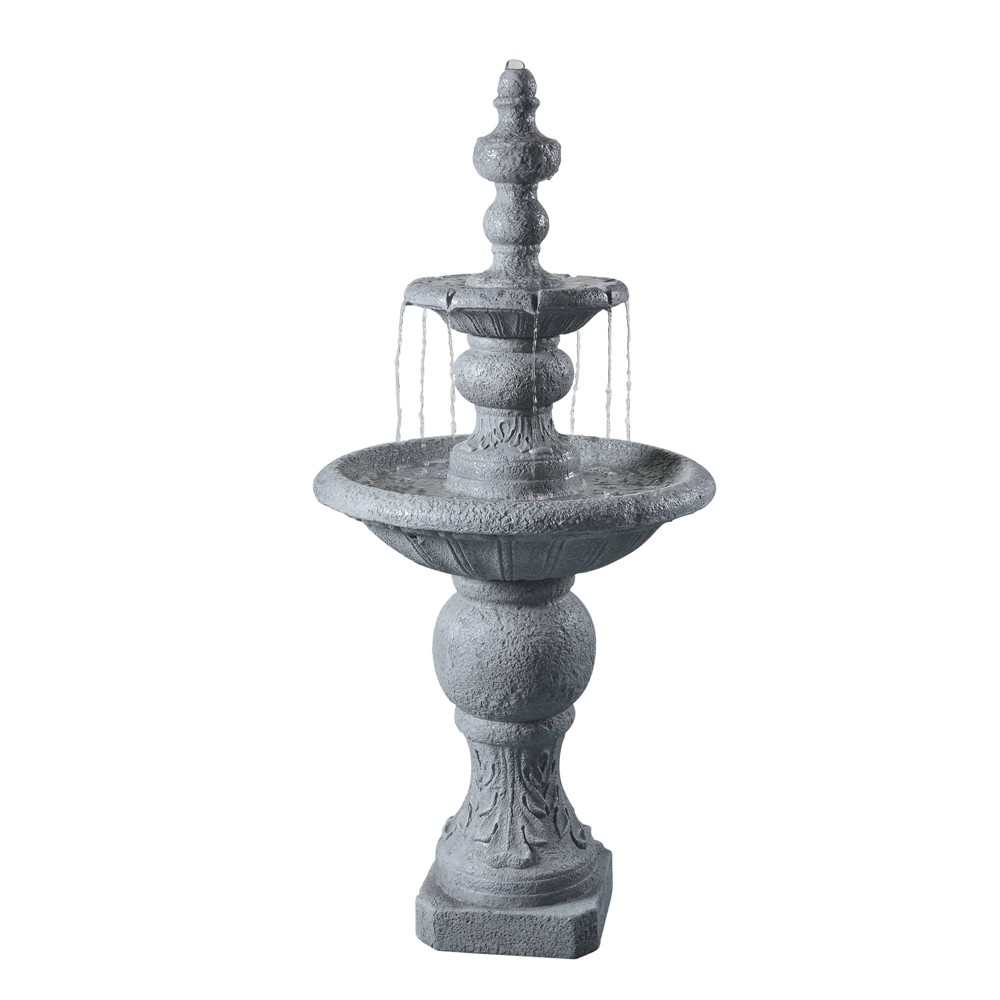 Photos - Fountain Pumps 52.56" Icy Stone 2-Tiered Focal Point Outdoor Waterfall Fountain - Gray 