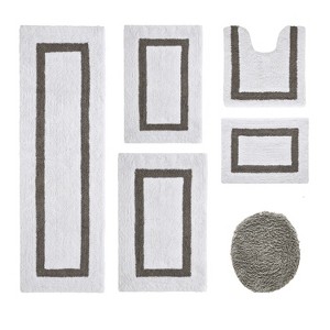 Hotel Bath Rug 100% Premium Cotton Tufted Weave Two Tone Reversible 6 Piece Bathroom Rug Set, Super Soft & Water Absorbent, Machine Washable Bathmat - 1 of 4