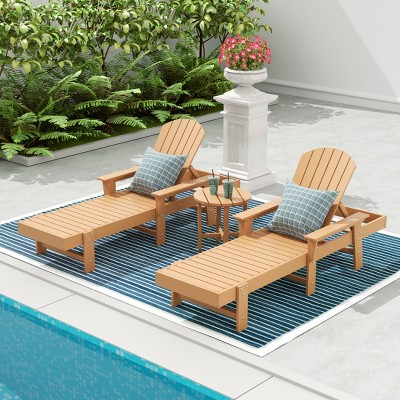 WestinTrends Dylan 3 Piece Adirondack Poly Reclining Chaise Lounge With Arms