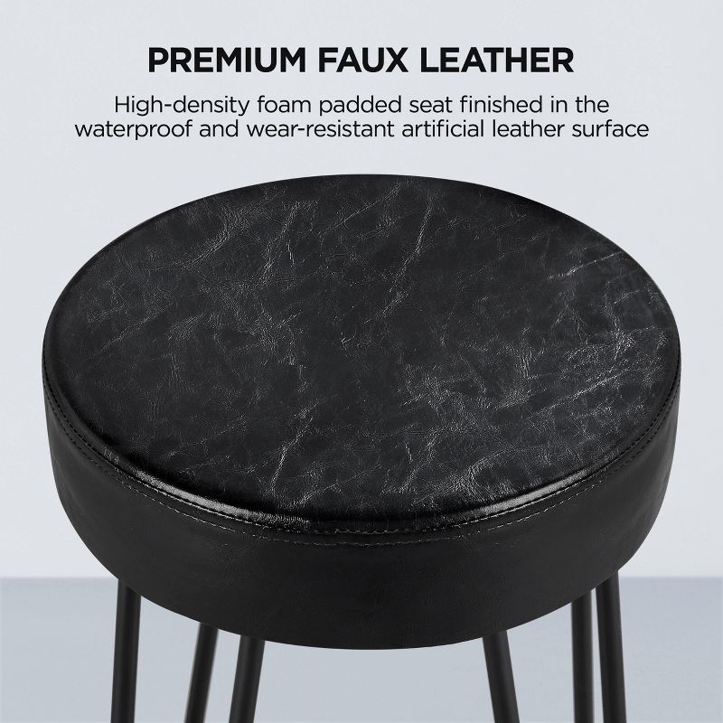 Yaheetech Set of 2 Faux Leather Round Backless Counter Stools, 5 of 8