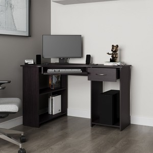 Kumasinova L-Shaped Corner Computer Desk with Storage,Contemporary Home Office Desk for Study & Company,Extra Keyboard Tray & CPU Compartment - 1 of 4