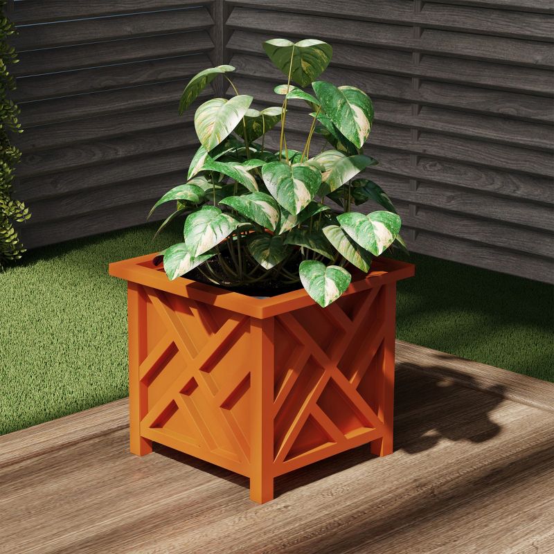 Nature Spring 14.75-in Lattice Planter Box - Decorative Outdoor Flower or Plant Pot, 4 of 5