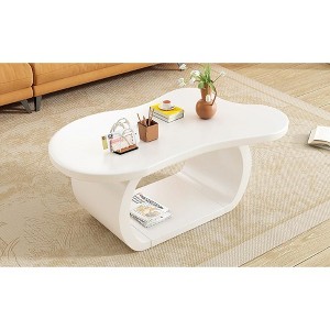 NicBex Round Petal Coffee Table, Minimalist Center Table with 3 Thick Legs & Rounded Edges, Modern End Table for Living Room - 1 of 4