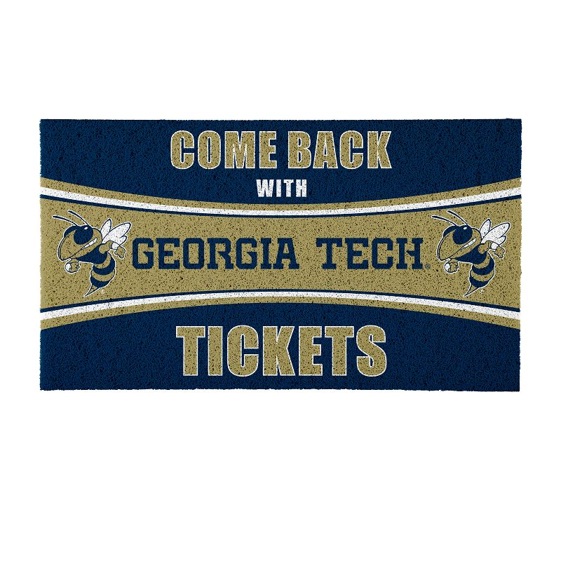 Evergreen Come Back with Tickets Georgia Tech 28" x 16" Woven PVC Indoor Outdoor Doormat, 1 of 7