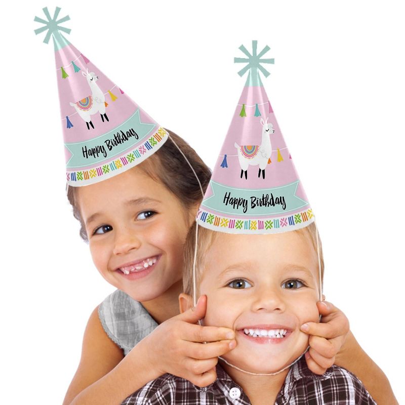 Big Dot of Happiness Whole Llama Fun - Cone Happy Birthday Party Hats for Kids and Adults - Set of 8 (Standard Size), 2 of 8