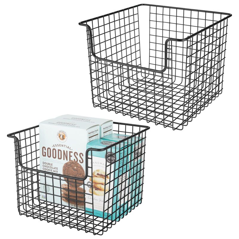 mDesign Metal Open Front Kitchen Food Storage Basket, 2 Pack, 1 of 9