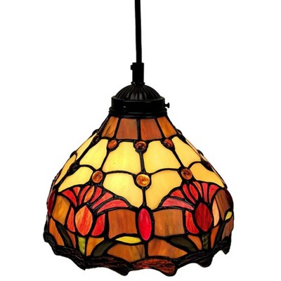Amora Lighting Tiffany Style Tulips Ceiling Hanging Lamp 26 Inch High