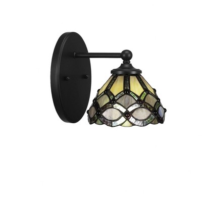 Toltec Lighting Capri 1 - Light Sconce in  Matte Black with 7" Grand Merlot Art Glass Shade