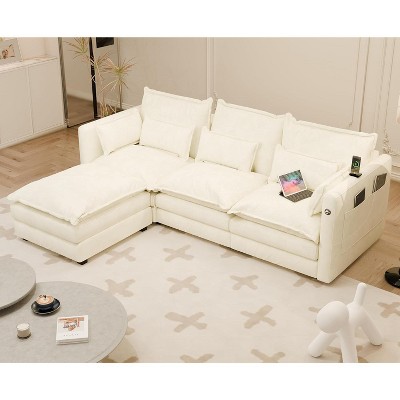 DYHOME L Shaped Couch Sectional Sofa Comfy Cloud Couch for Living Room, Deep Seat Modular Sectional Sofa, 3 Seat