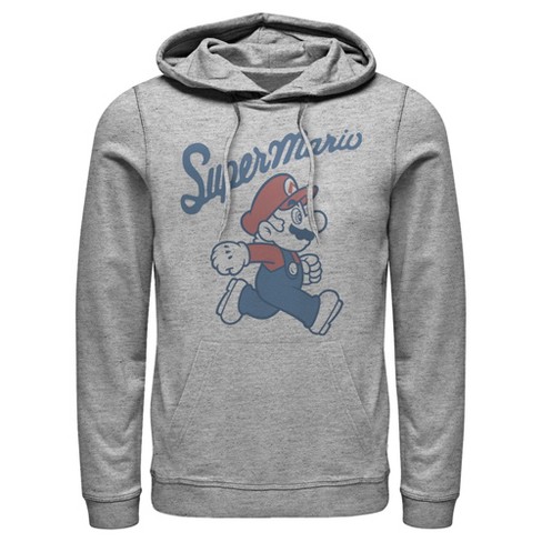 Men's Nintendo Super Mario Side Profile Pull Over Hoodie - Athletic Heather  - X Large