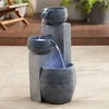 John Timberland Three Bowl 31 1/2" High Gray Faux Stone Fountain with LED Light - 2 of 4