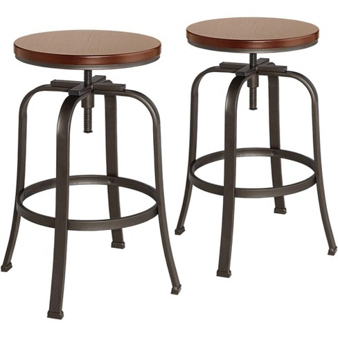 Elm Lane Radin Hammered Bronze Swivel Bar Stools Set of 2 Brown 29