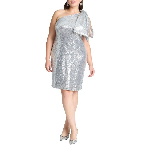 ELOQUII Women's Plus Size Bow Shoulder Sequin Mini - image 1 of 4