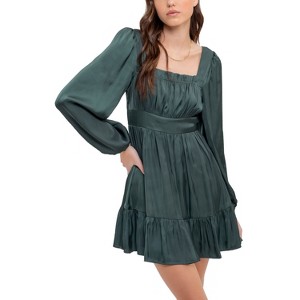 August Sky Women's Square Neck Ruffle Trim Mini Dress - 1 of 4