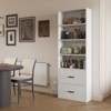 Karl Home White Display Cabinet with 4-layer 2-drawer 2 USB 2 Outlet 70.86in.H - 3 of 4