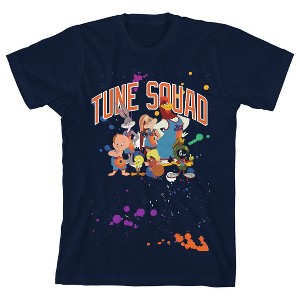 Navy Blue Splatter Print Space Jam 2 Tune Squad Youth Boys Graphic Tee - 1 of 1