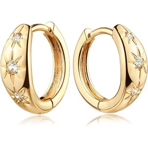 Gold Chunky Huggie Hoop Earring 18K Gold Plated Dainty Handmade Hypoallergenic Sleeper Hoop Earrings for Women - 1 of 4