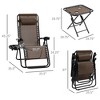 Resenkos Lounge Chair Outdoor, Patio Lounge Chair,Zero Gravity Chair Set with Side Table, Folding Reclining Chair with Cupholders & Pillows, Brown - 2 of 4