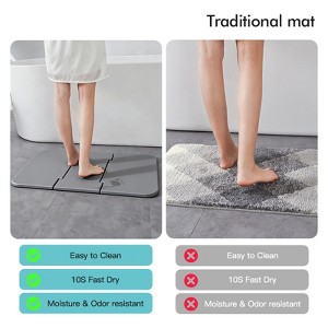 Grey Diatomite Bath Mat, 23.6x15.4 Inch Quick-Dry & Non-Slip Super Absorbent Shower Floor Mat, Easy to Clean - 1 of 4