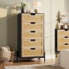 Natural Rattan 5 Drawer Dresser, Wooden Chest of Drawer, Farmhouse Storage Cabinet with Metal Legs, Modern Dresser for Bedroom, Living Room - 2 of 4