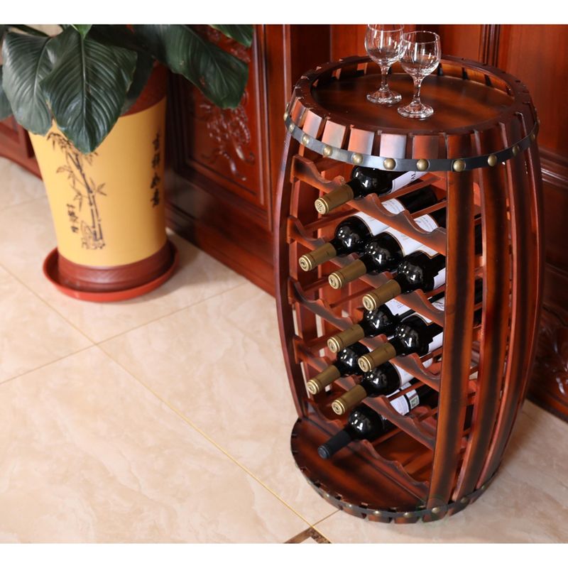 Vintiquewise Rustic Barrel Shaped Wooden Wine Rack for 23 Bottles, 5 of 9