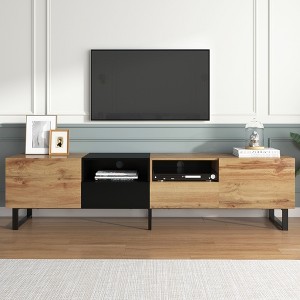 Whisen Modern Drop Down Door Entertainment Center TV Stand for TVs up to 85'' with 2 Cabinets and Open Storage Compartment - 1 of 4